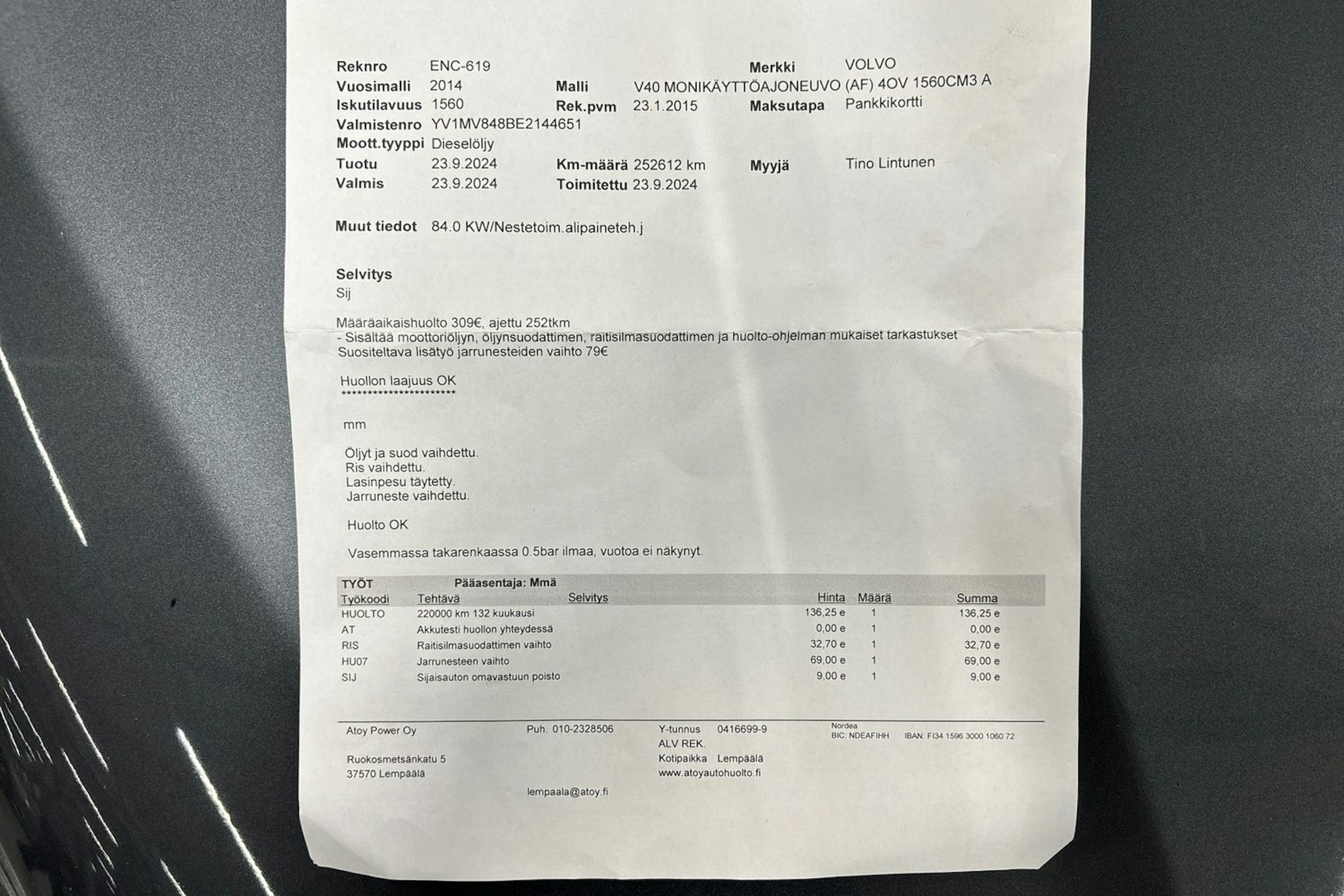 harmaa Volvo V40 2014 kuva 15.