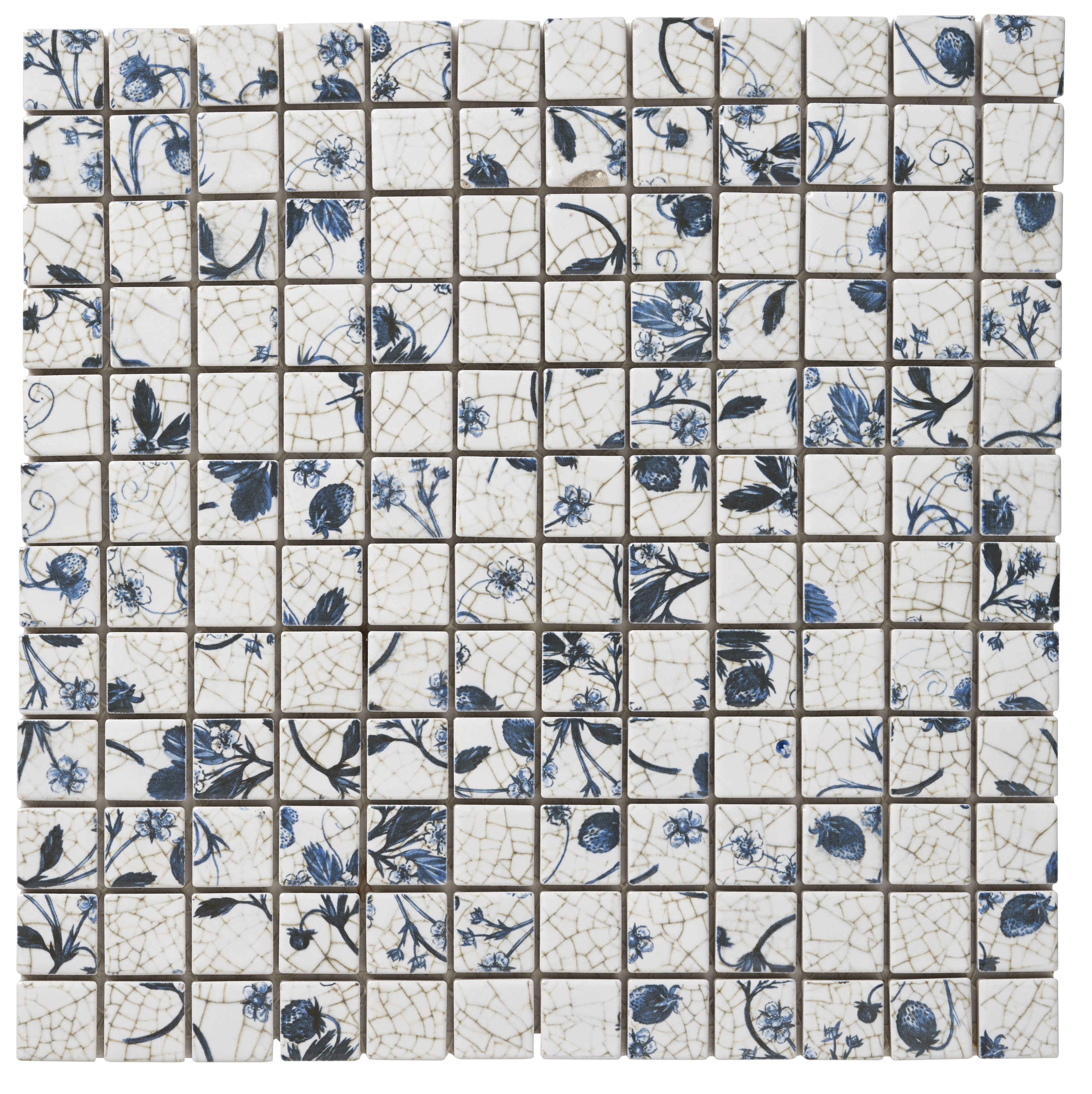 Mosaiikki Cello Mansikka 2,3x2,3/30x30 sinivalkoinen kiiltävä