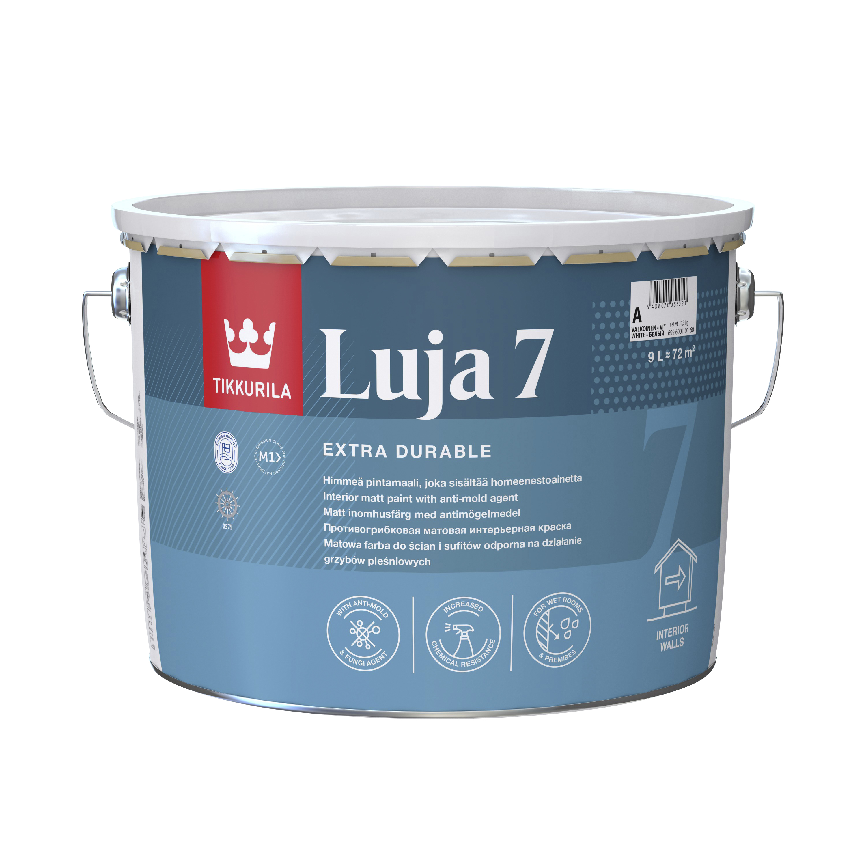 Luja 7 Pintamaali himmeä 9l A valkoinen sävytettävissä