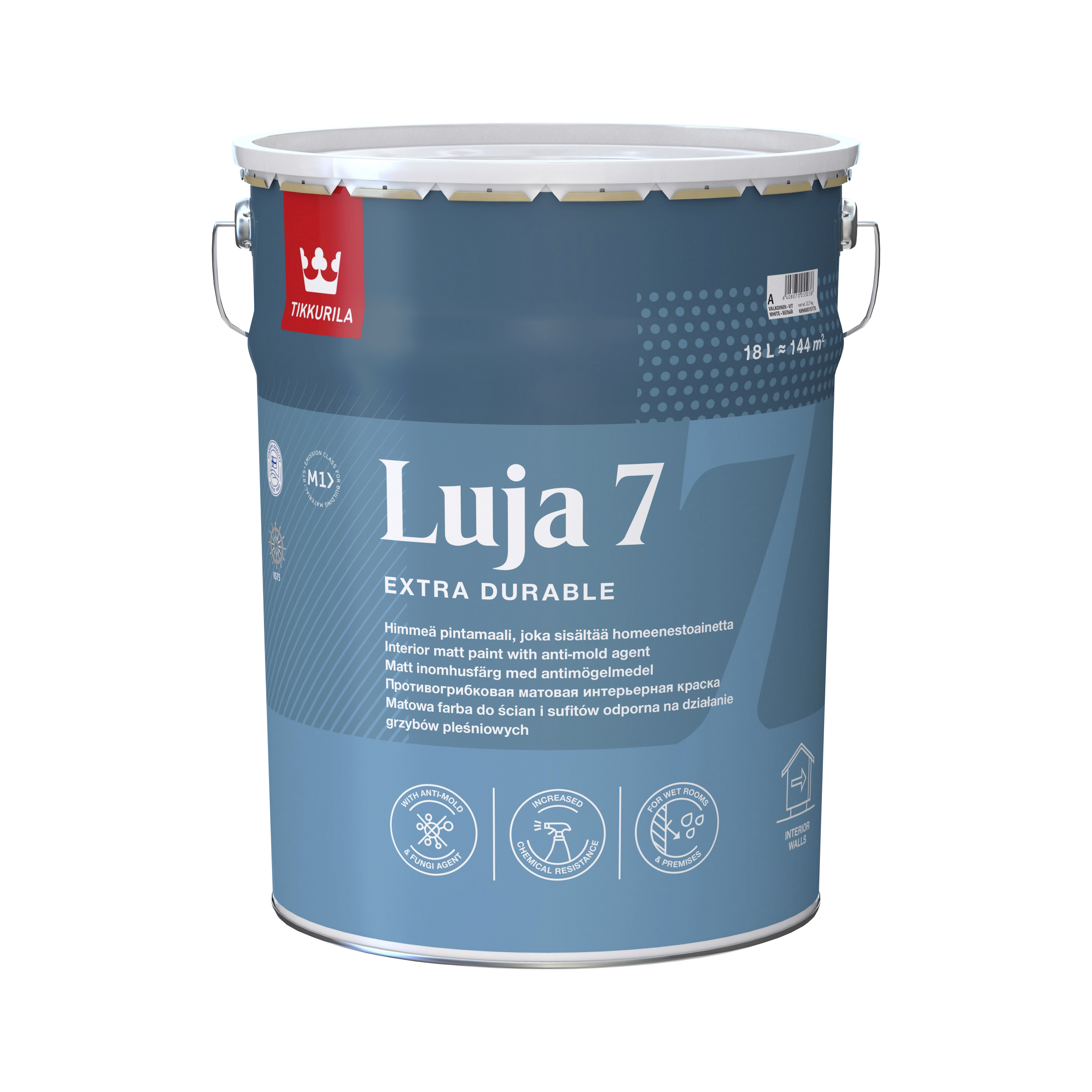 Luja 7 Pintamaali himmeä 18l A valkoinen sävytettävissä