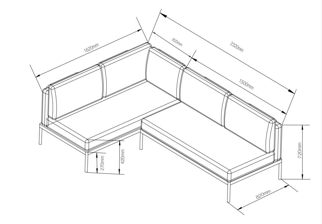 Kulmasohva Cello Trento