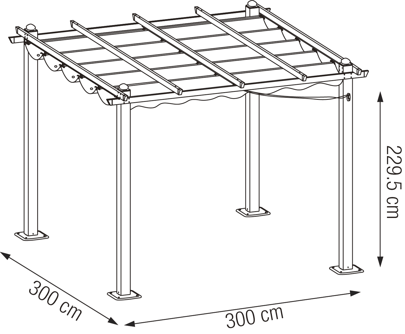 Pergola Cello Halo 3x3m musta runko