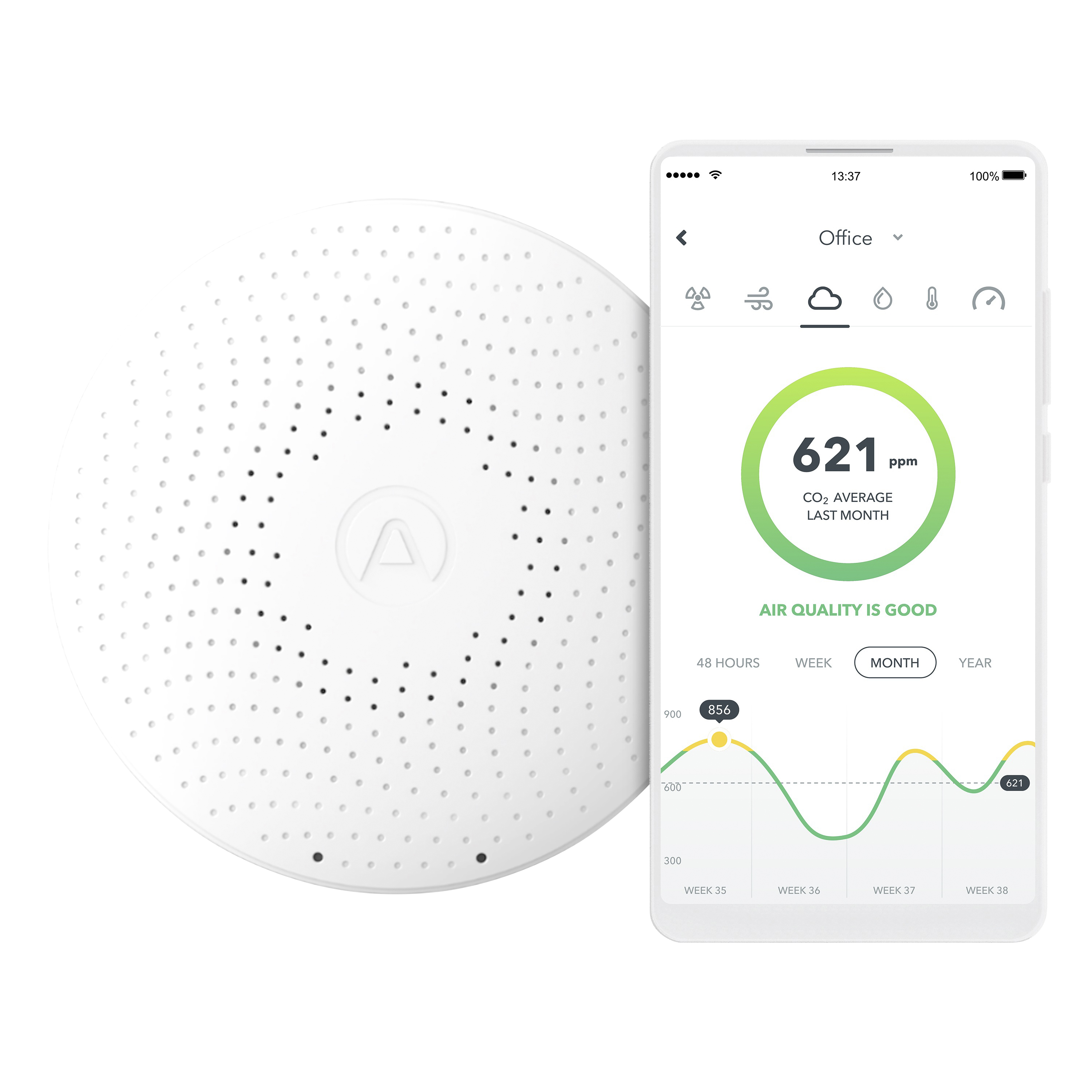 Ilmanlaatu- ja radonmittari Airthings Wave Plus