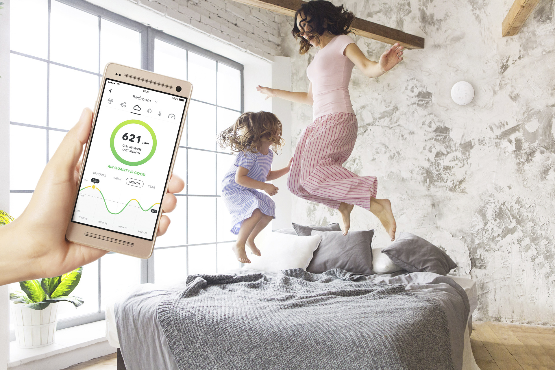 Ilmanlaatu- ja radonmittari Airthings Wave Plus