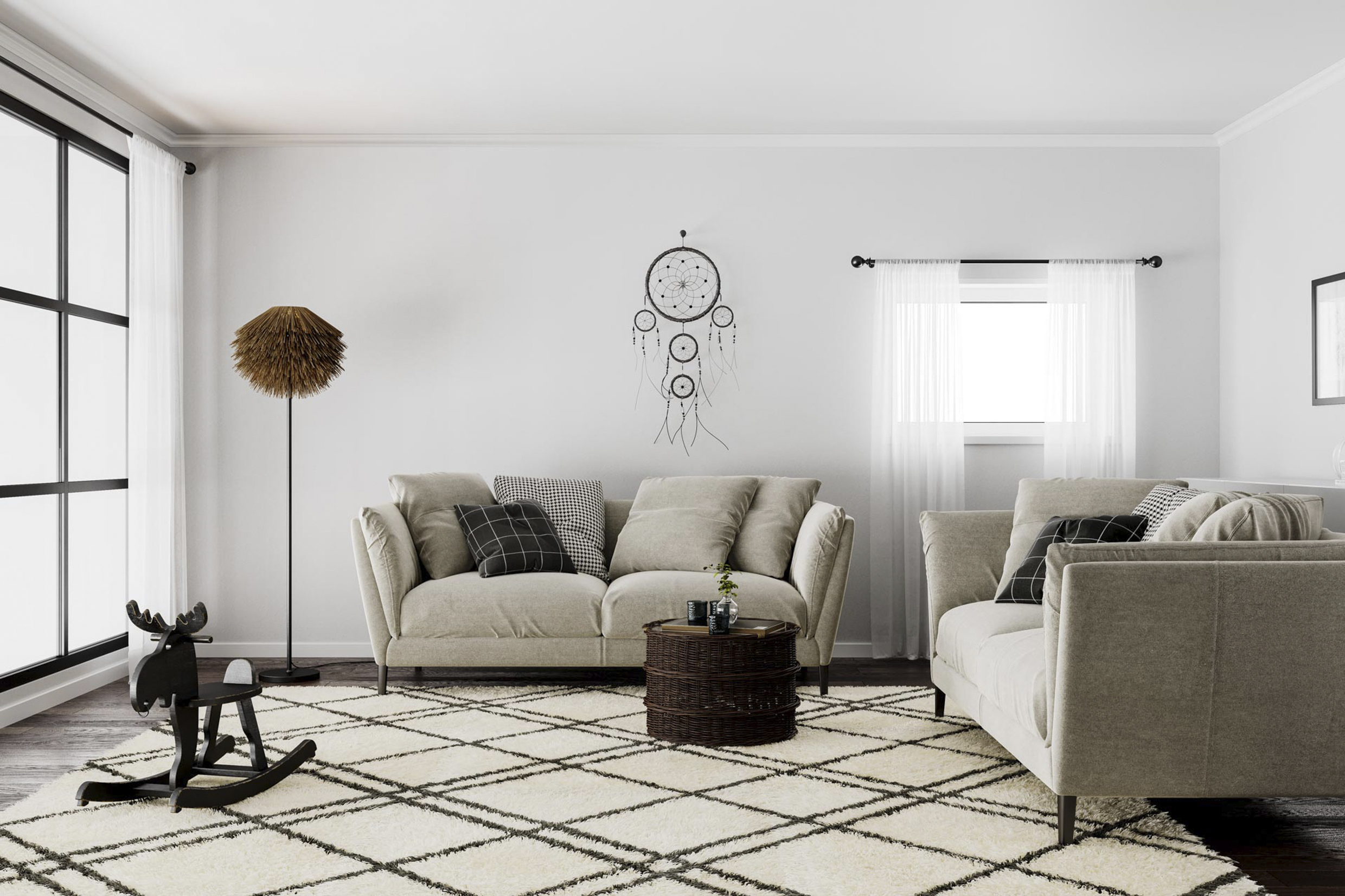 Lattiavalaisin By Rydéns Bali musta/luonnonvärinen