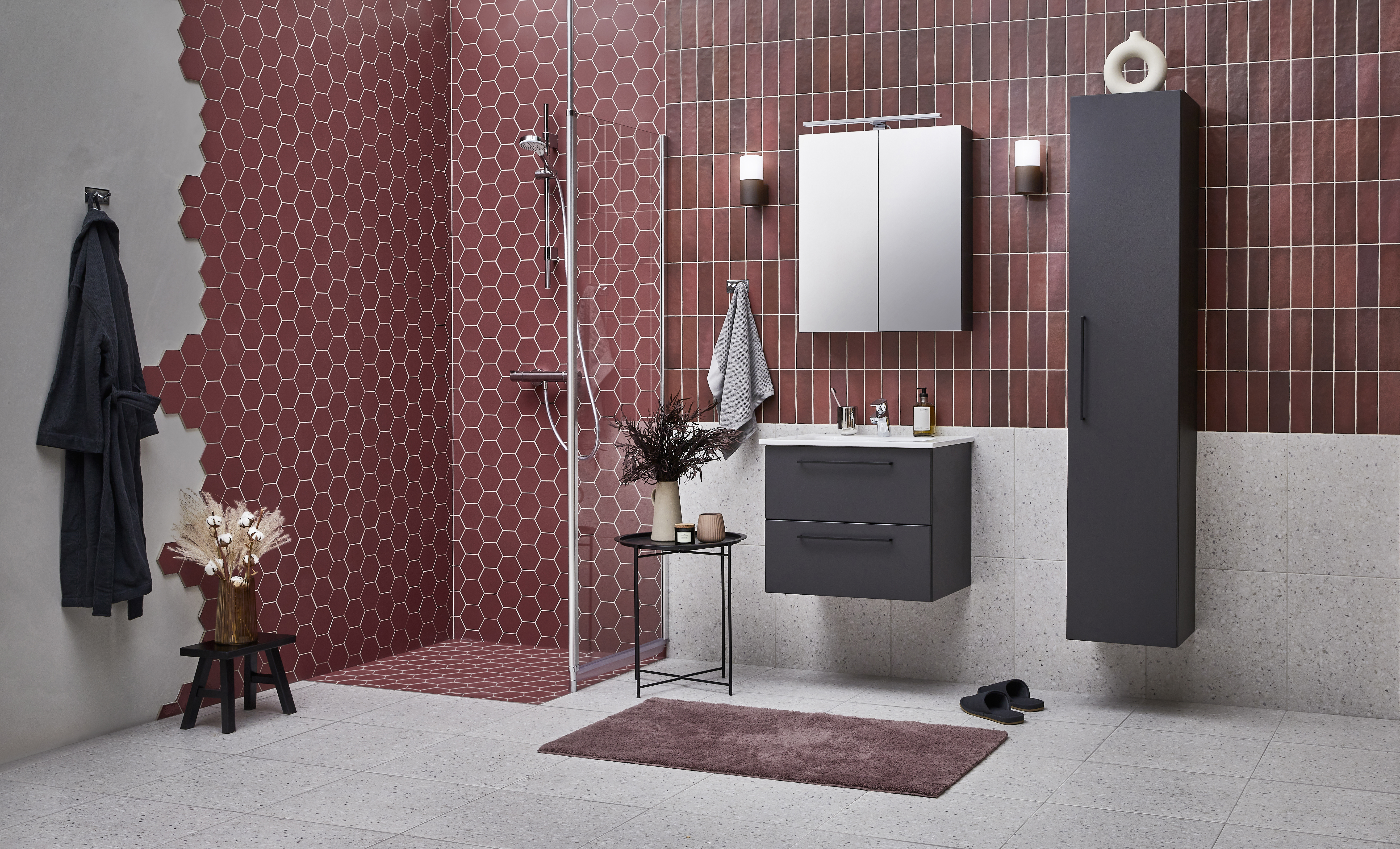 Seinälaatta Cello Magma 6,5x20 burgundinpunainen matta 0,5m²