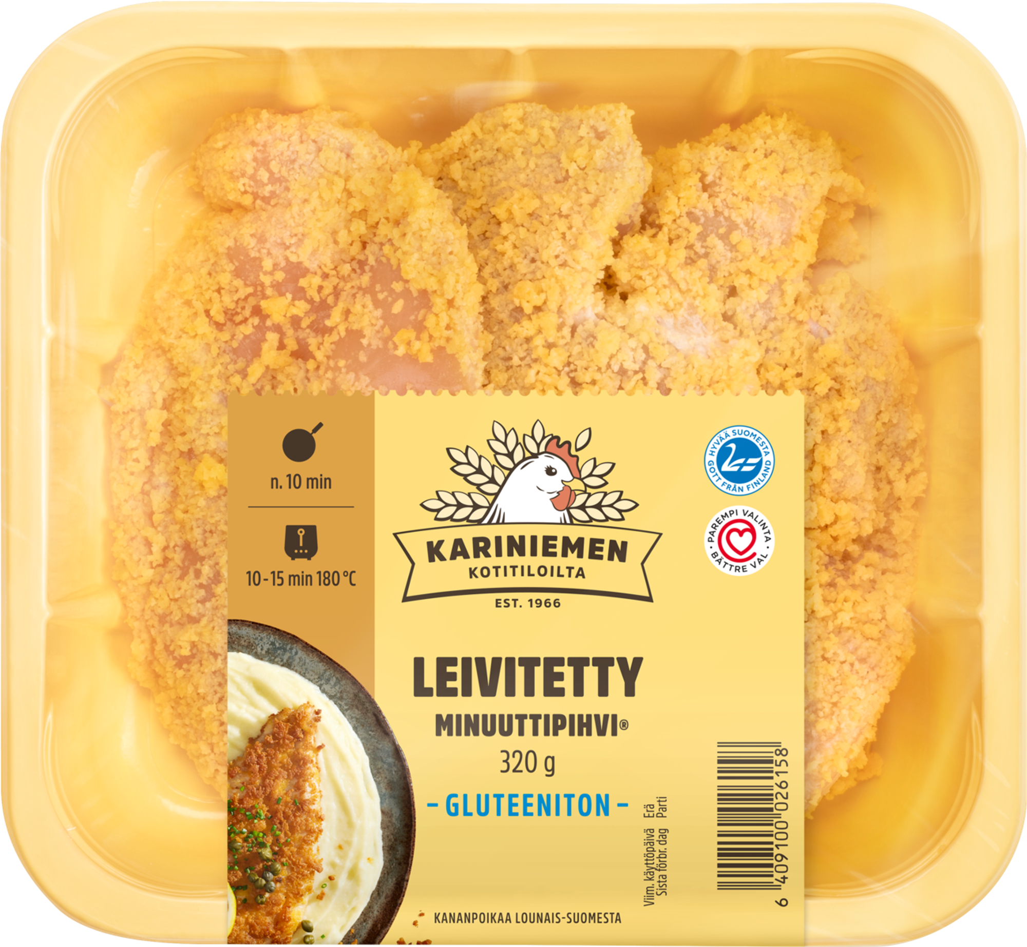 Kariniemen Kananpojan Minutschnitzel panerad 320 g