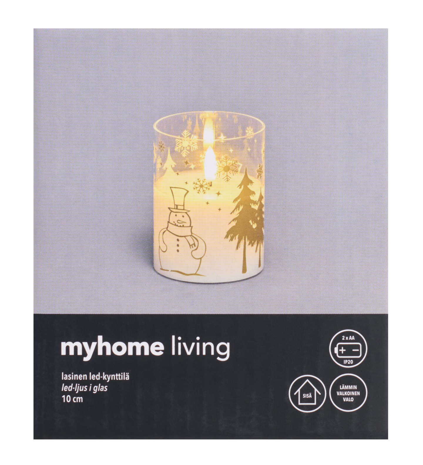 myhome led-kynttilä lasi 10 cm