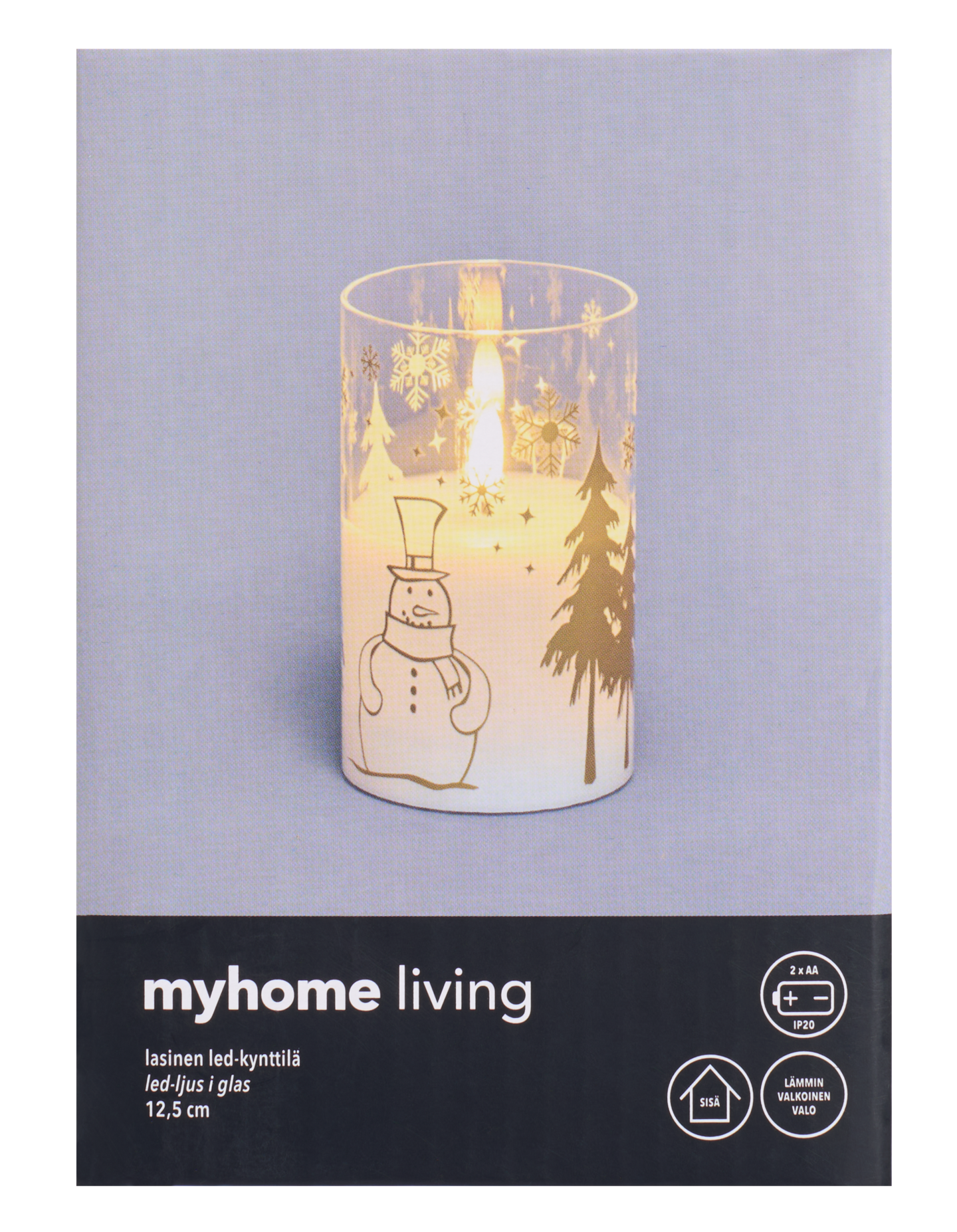myhome led-kynttilä lasi 12,5 cm