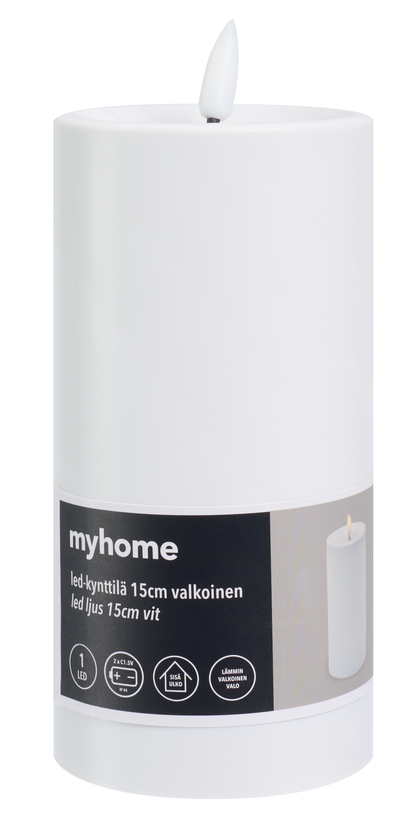 myhome led-kynttilä 15 cm valkoinen