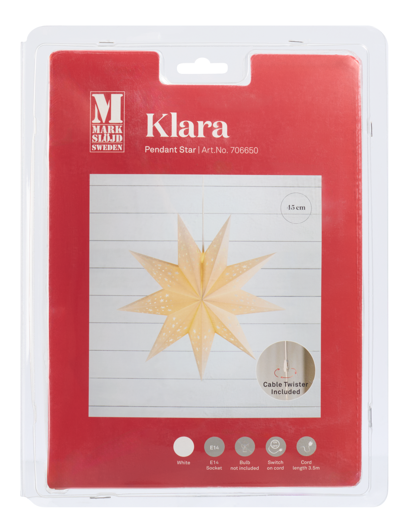 Markslöjd Klara paperitähti 45cm