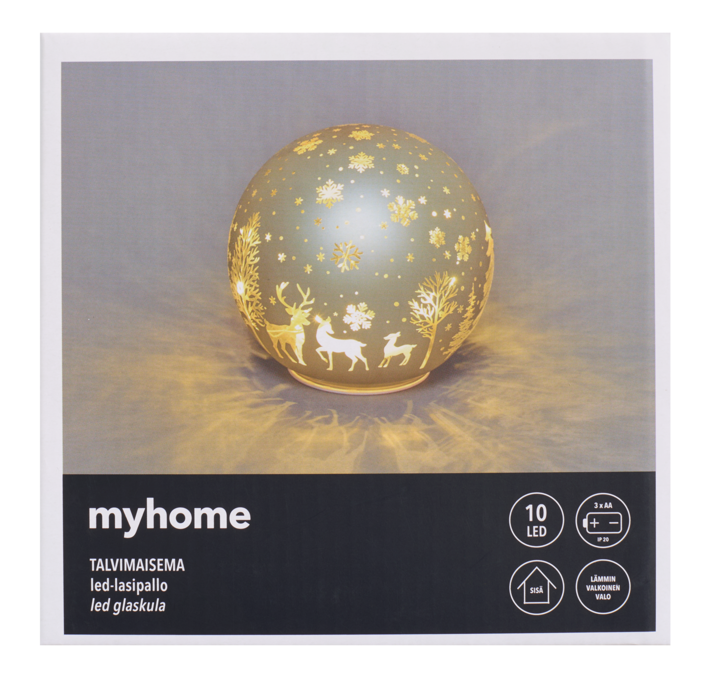 myhome led-lasipallo talvimaisema 14,5 cm