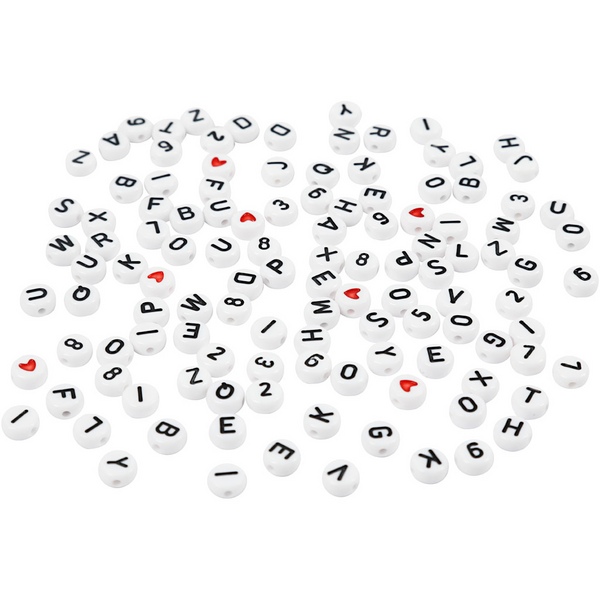 Creativ Company Kirjainhelmet, valkoinen, 7 mm, aukon koko 1,2 mm, 25 g