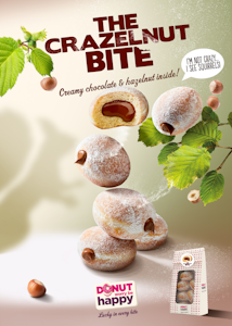 Donut Worry Be Happy minimunkki suklaa-hasselpähkinätäyte 105x25g pakaste