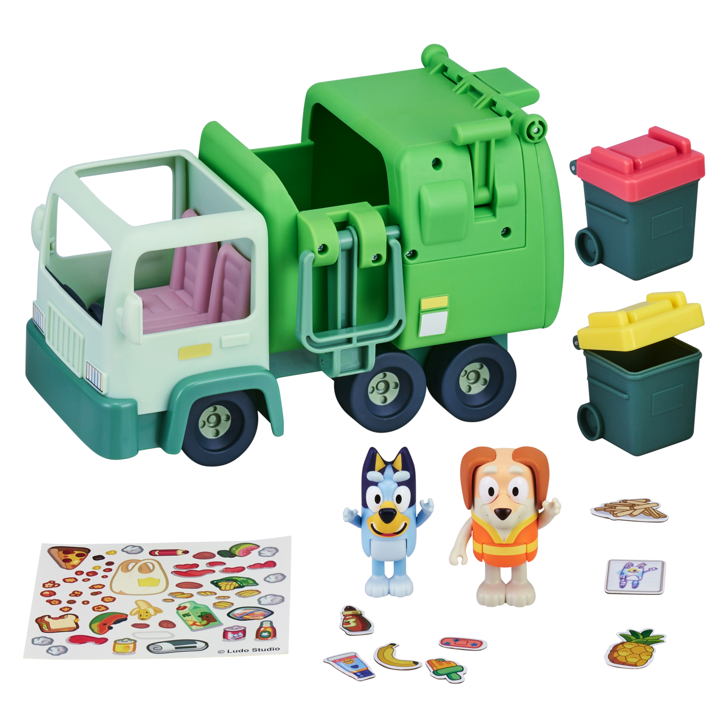 BLUEY roska-auto 22 cm, 2 hahmoa & tarv.