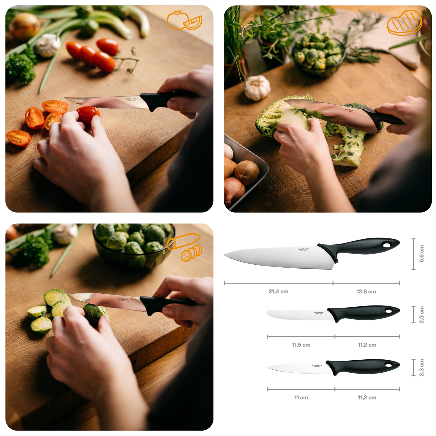 Fiskars Essential keittiöveitsisett 3kpl
