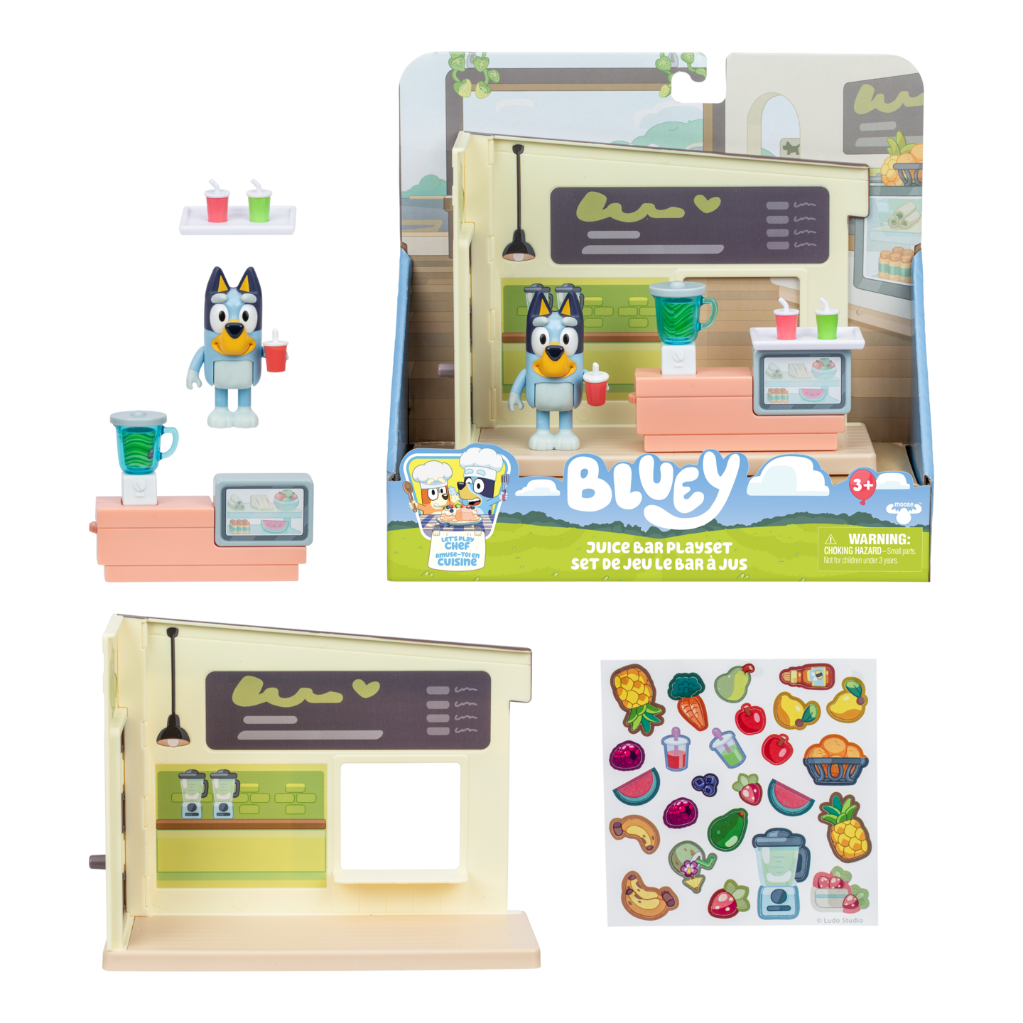 Bluey Juice Bar -setti, hahmo+tarvikkeet