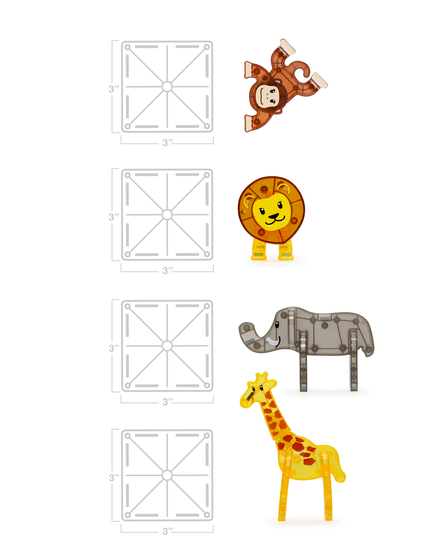 MAGNA-TILES® Safari Animals -magneettirak.sarja, 25 osaa