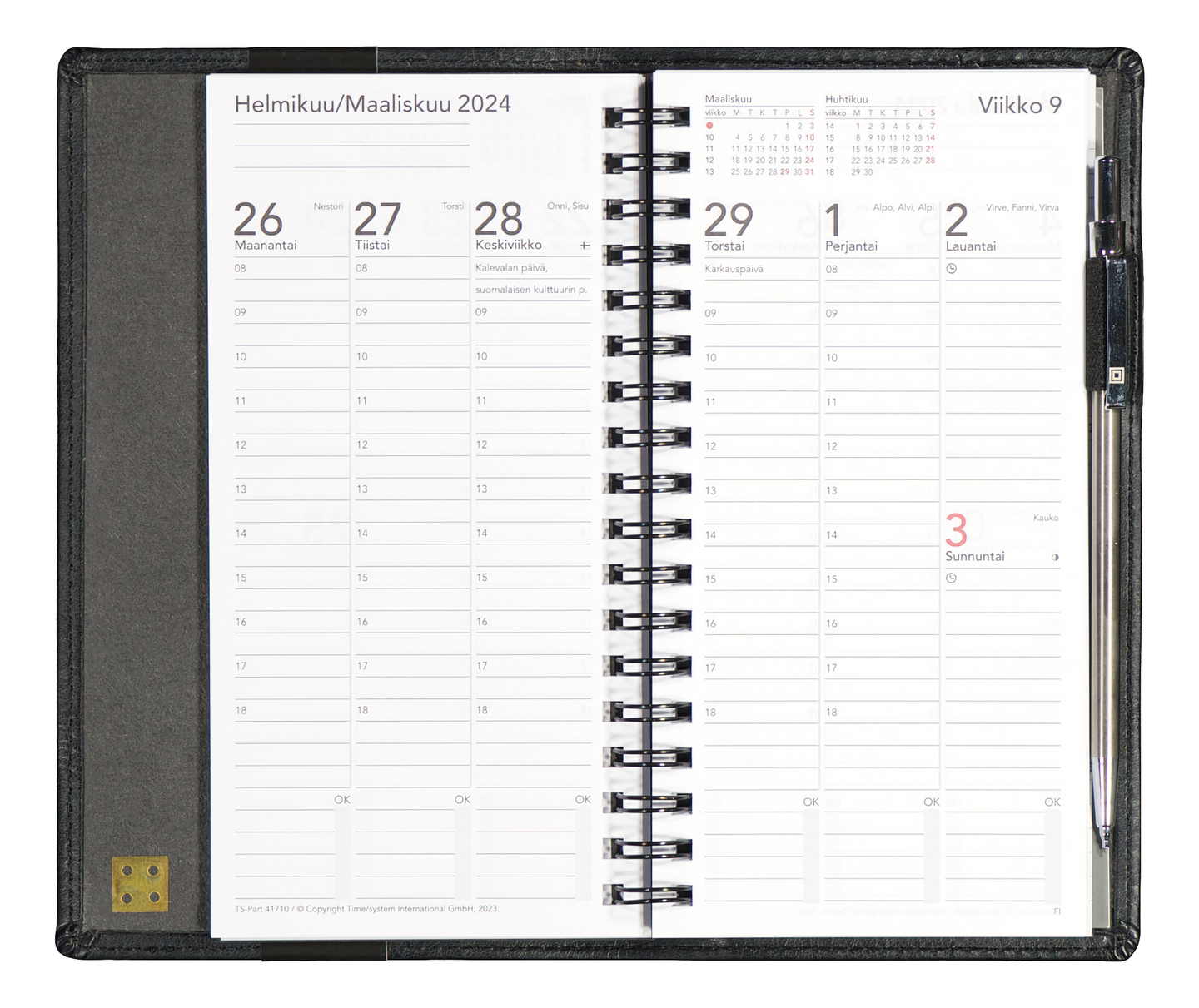 Taskukalenteri T/S 2025 Memory musta