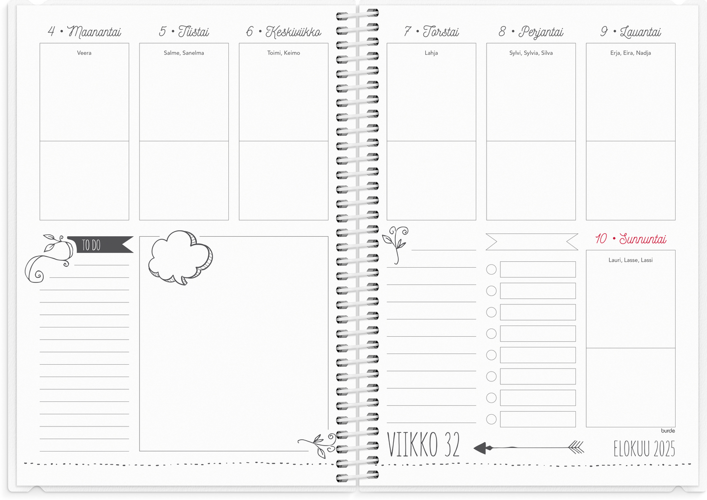 Burde kalenteri 25/26 Scribble A5