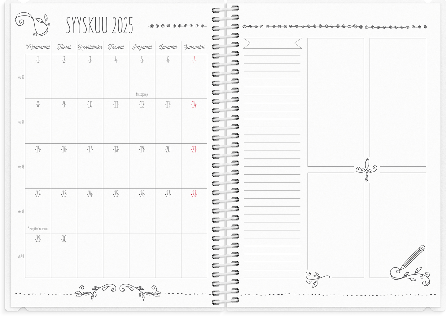 Burde kalenteri 25/26 Scribble A5