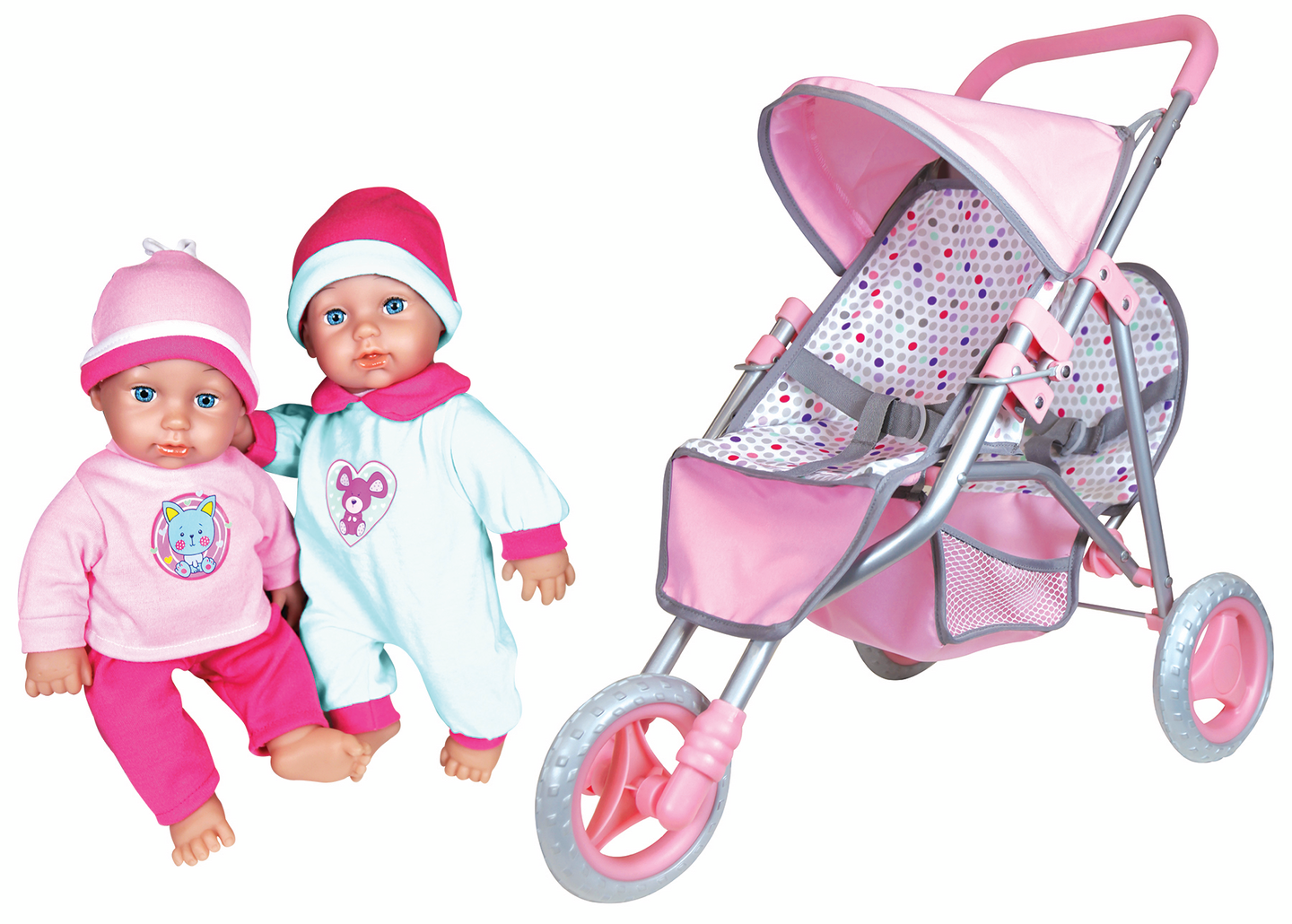 Lissi kaksosnuket 28cm + kaksosrattaat