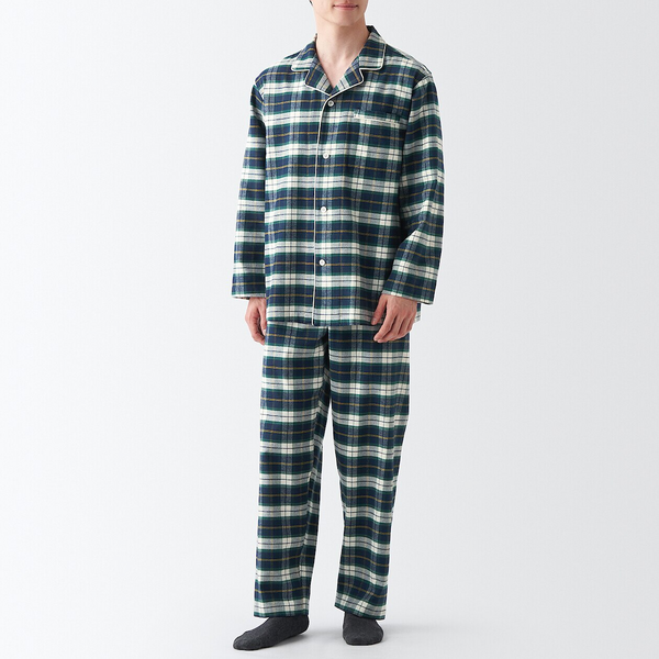 MUJI miesten flanellipyjama sivusaumaton