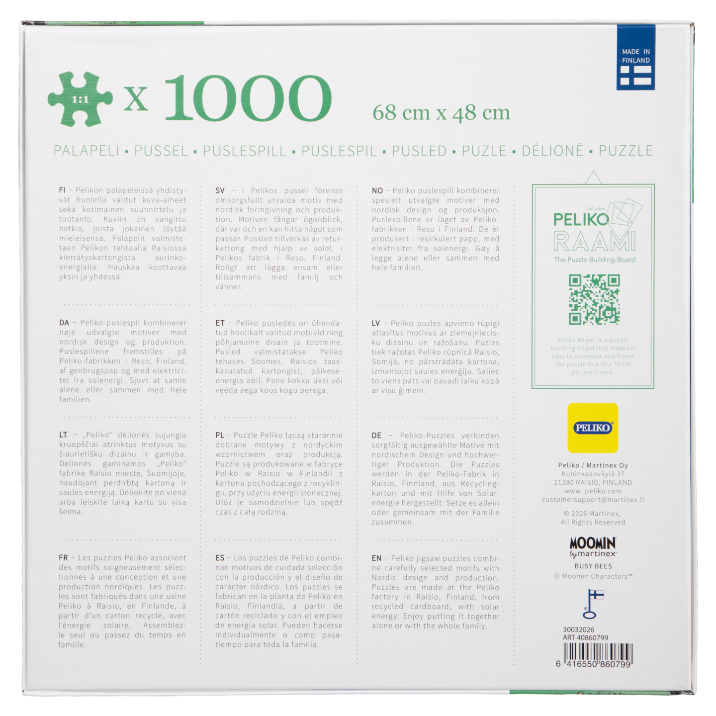 Peliko Muumi 1000 palaa uutterat