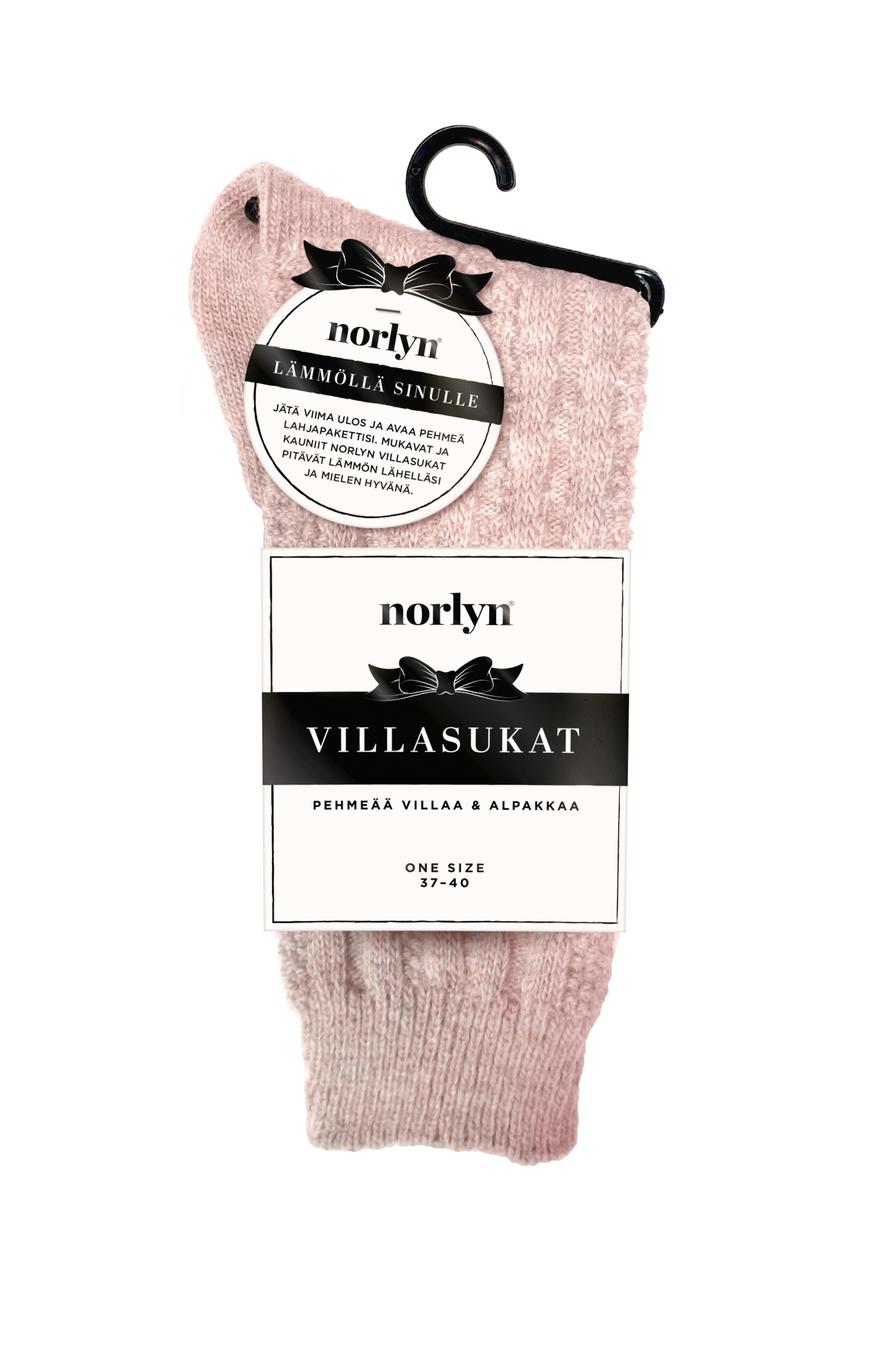 Norlyn naisten sukka Rib vaaleanpunainen