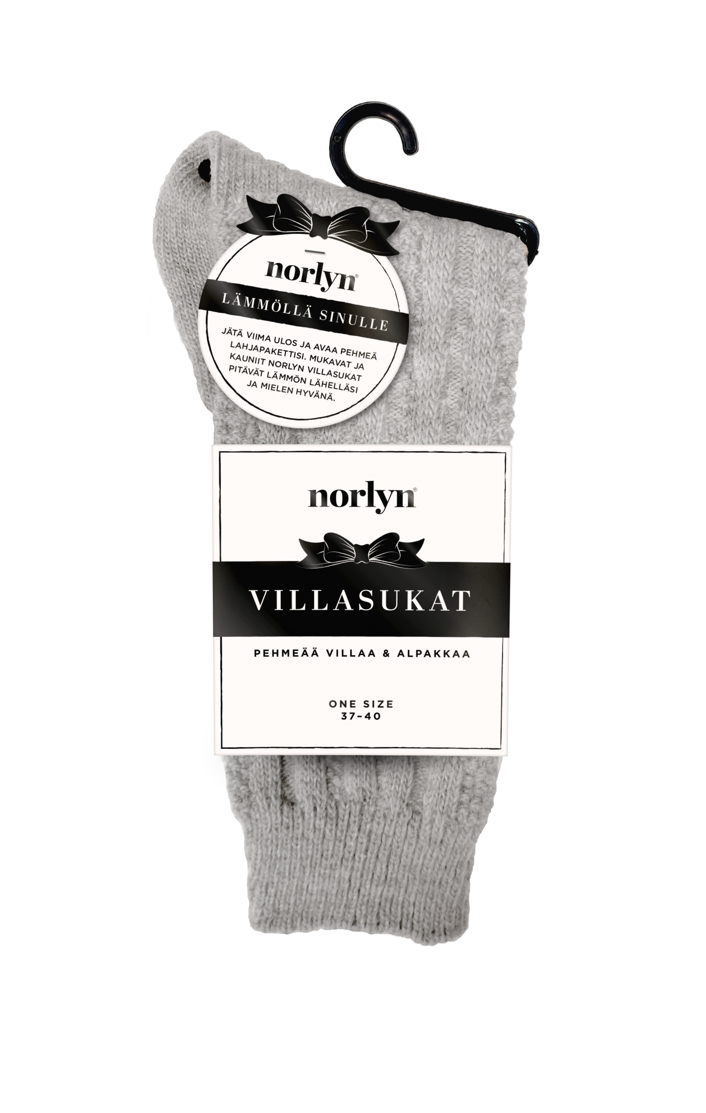 Norlyn naisten sukka Rib harmaa