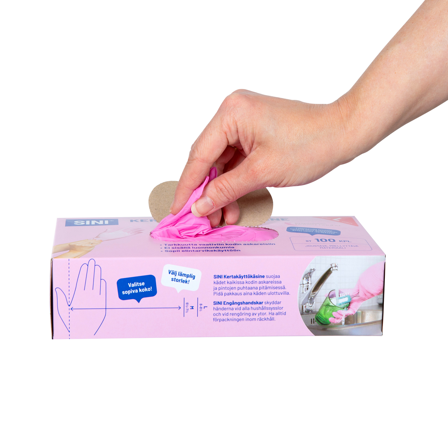 Sini Roosa nauha nitriilikäsine L 100kpl