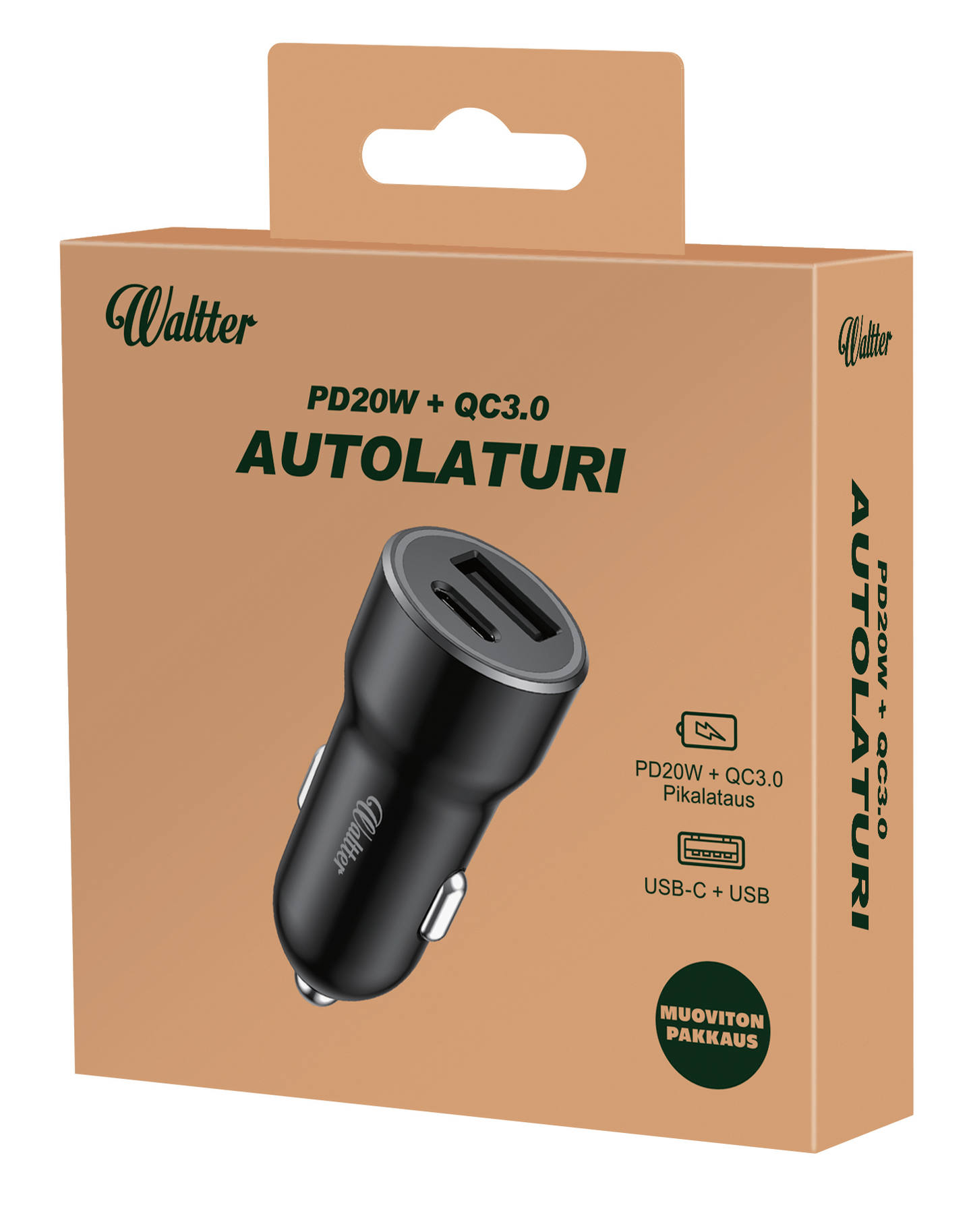 Waltter Eco 20W USB-C PD + USB-A QC3.0 -autolaturi
