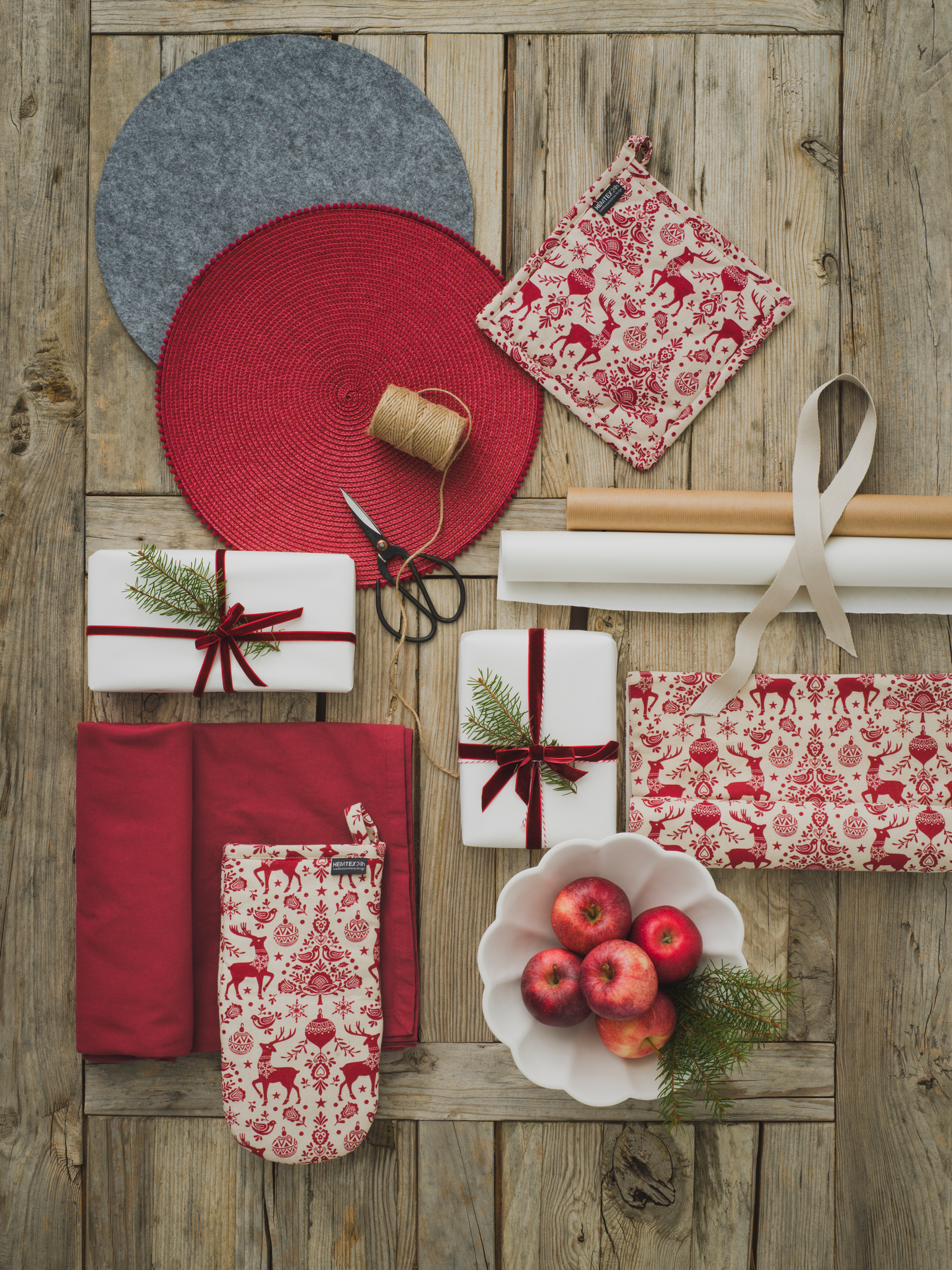 Hemtex 24h Sandra pöytäliina 140x250 cm punainen