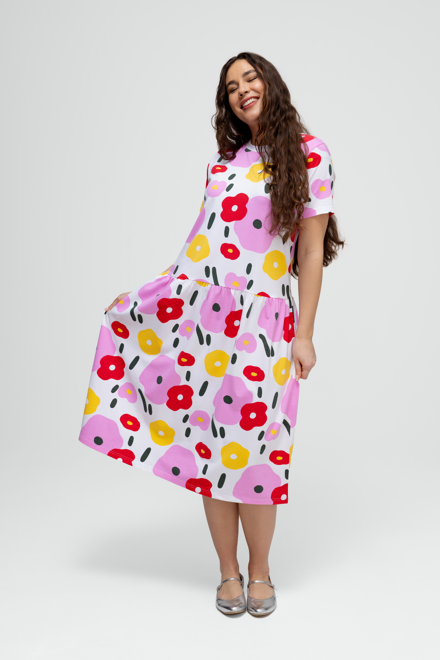 Finnwear C058 kukkakuosinen trikoomekko