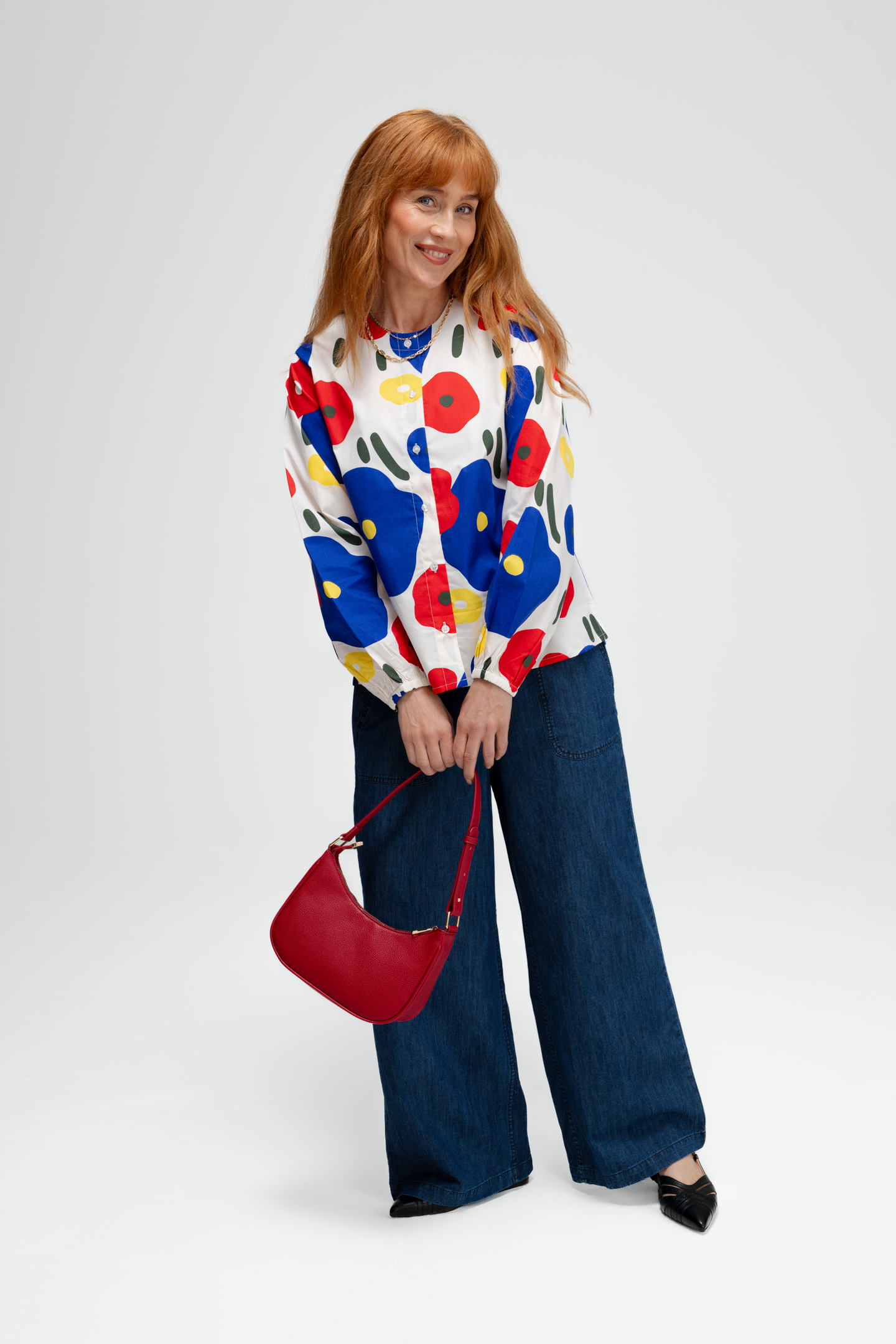 Finnwear C049 kukkakuosinen pusero