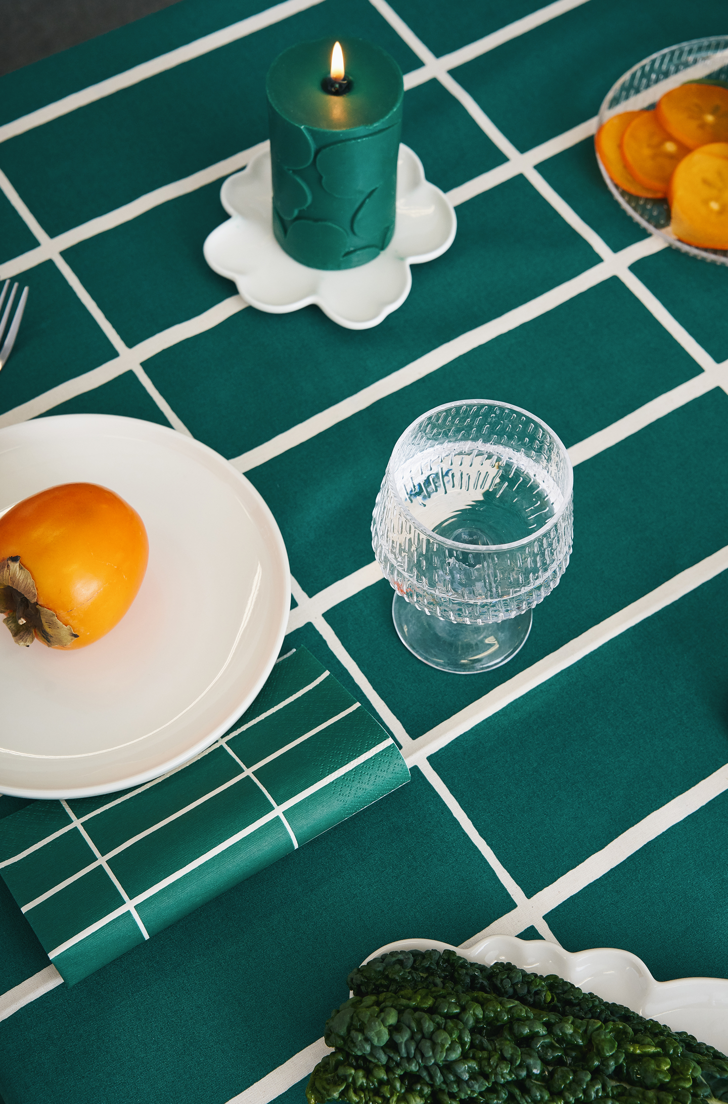 Marimekko Unikko pöytäkynttilä 6,5x10cm tummanvihreä