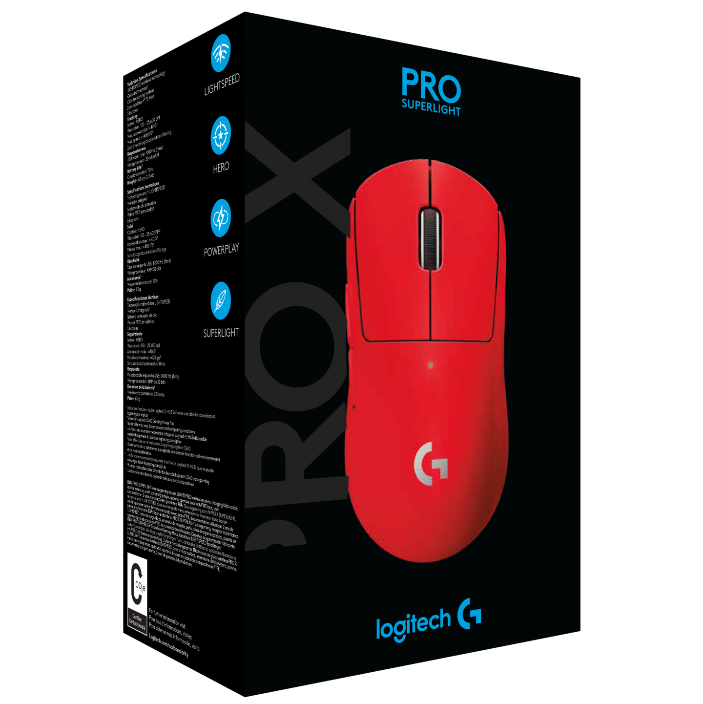 Logitech G Pro X Superlight -langaton pelihiiri, punainen