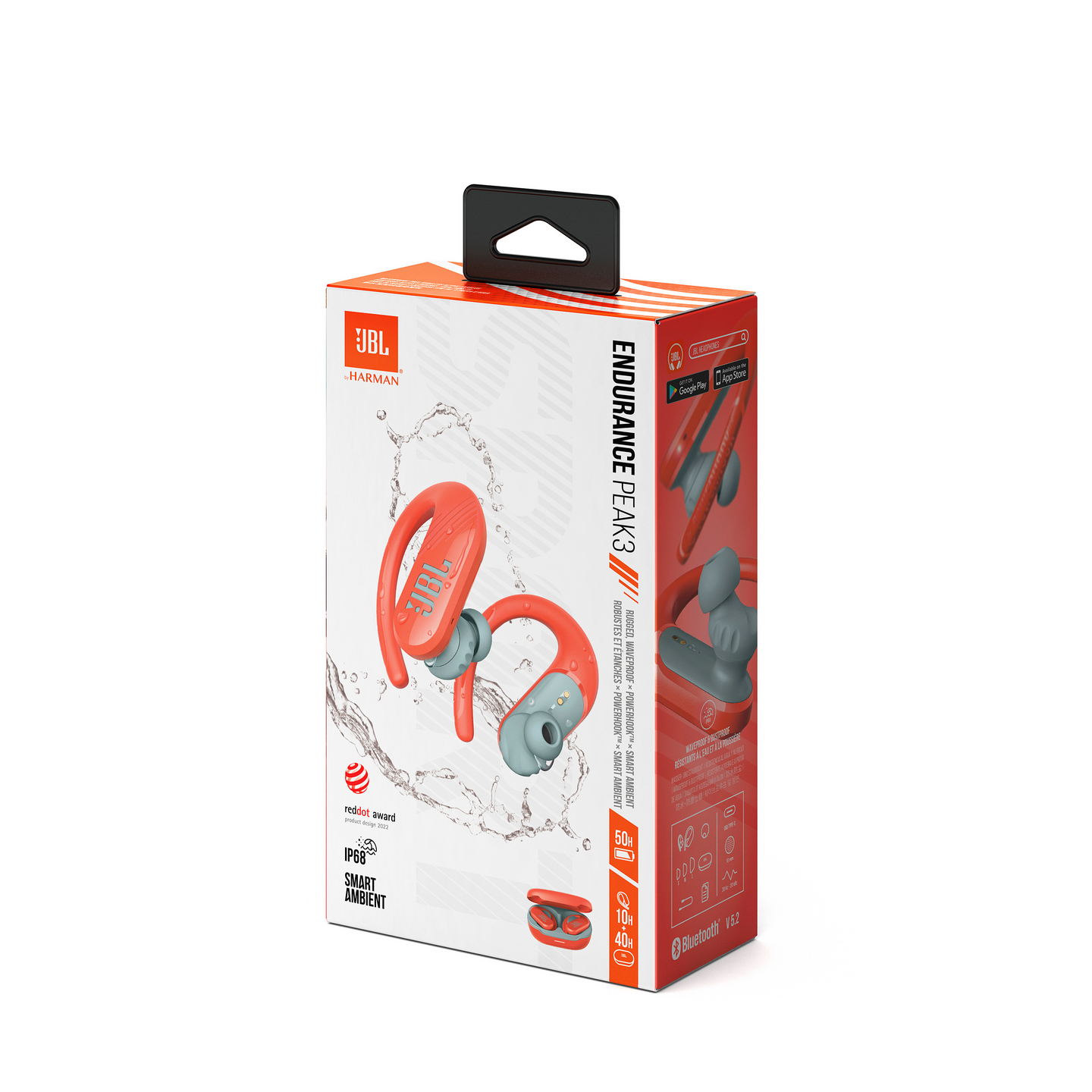 JBL Endurance Peak 3 -langattomat nappikuulokkeet, koralli