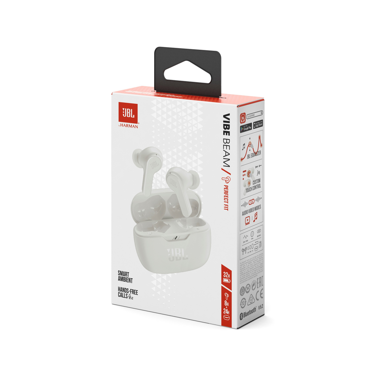 JBL Vibe Beam -langattomat nappikuulokkeet, valkoinen