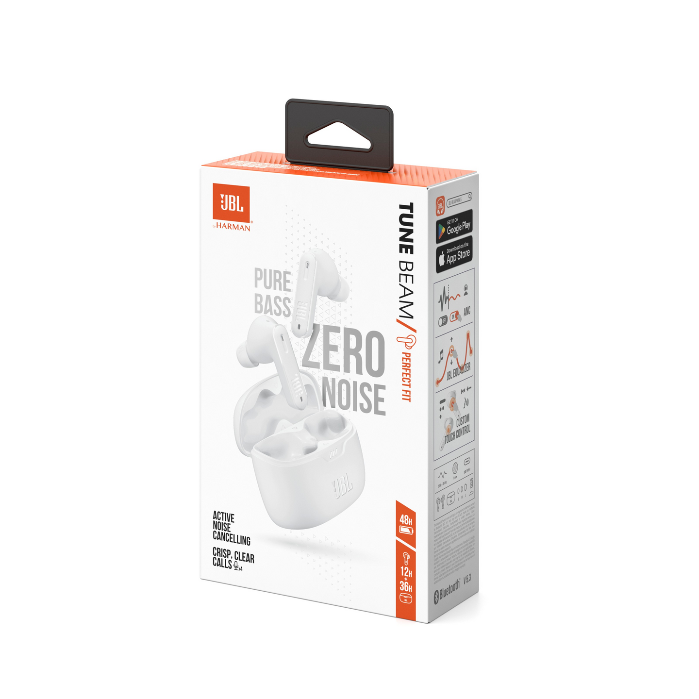 JBL Tune Beam -langattomat vastamelunappikuulokkeet, valkoinen