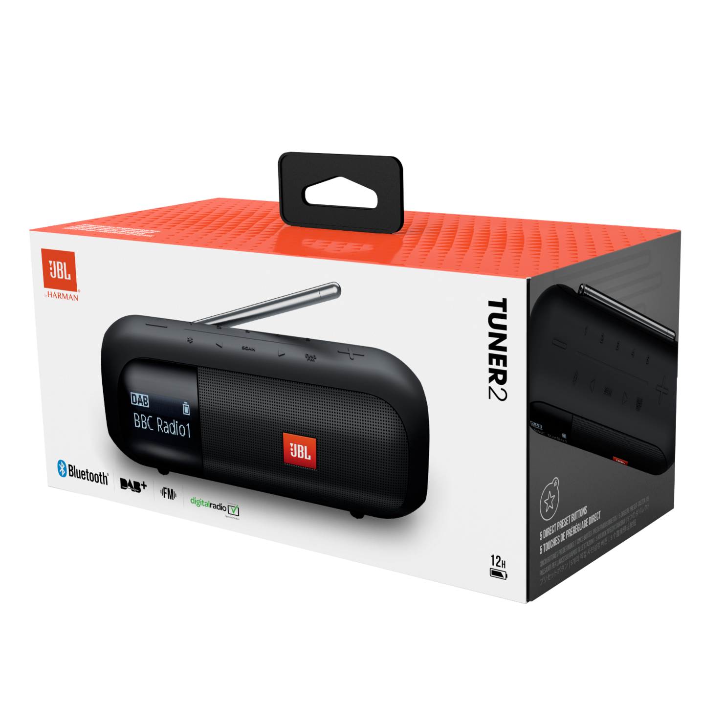 JBL Tuner 2 -Bluetooth-kaiutin radiolla, musta