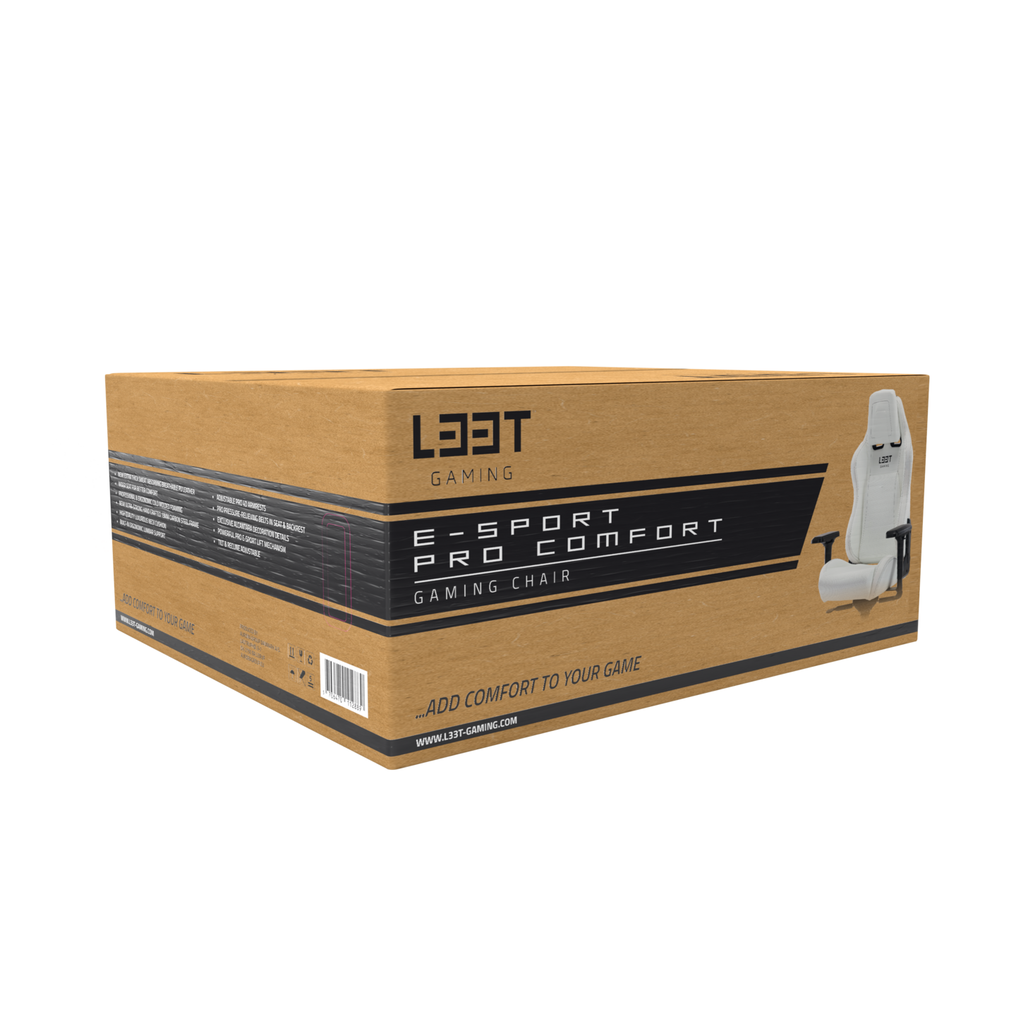 L33T E-Sport Pro Comfort -pelituoli, valkoinen