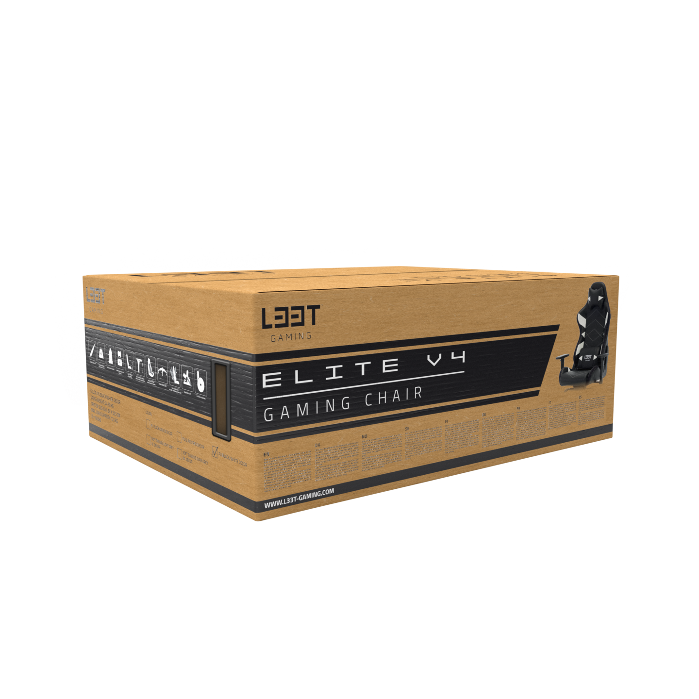 L33T Elite V4 -pelituoli, valkoinen