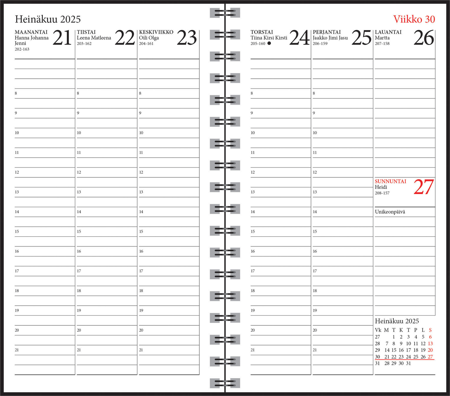 Ajasto lukuvuosikalenteri 2025-26 Simple, musta