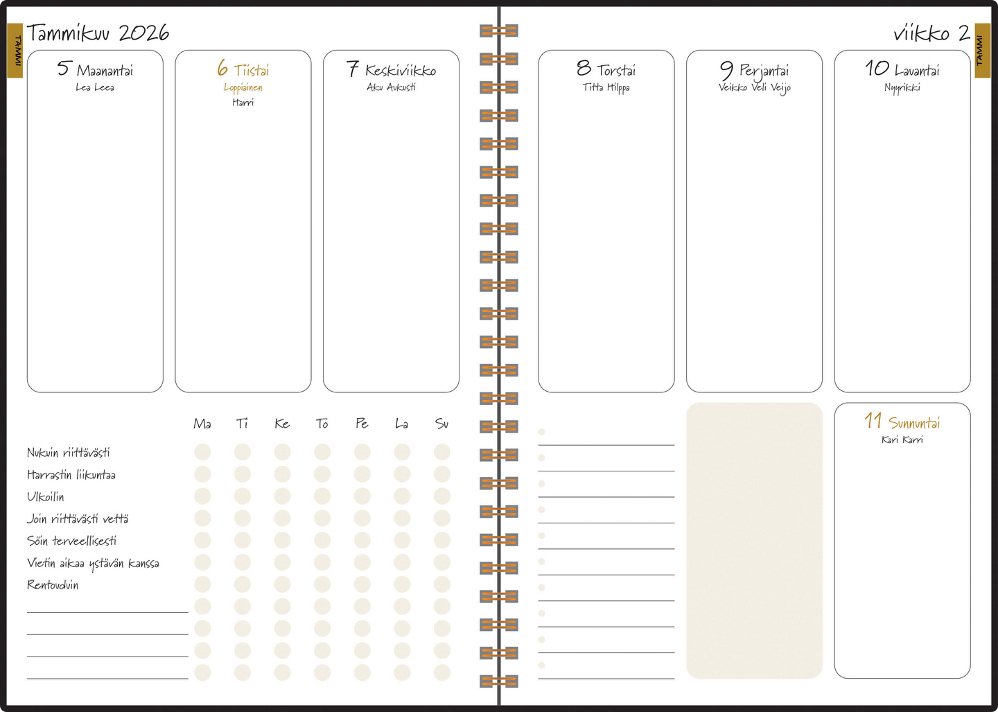 Ajasto My Year pöytäkalenteri A5 musta