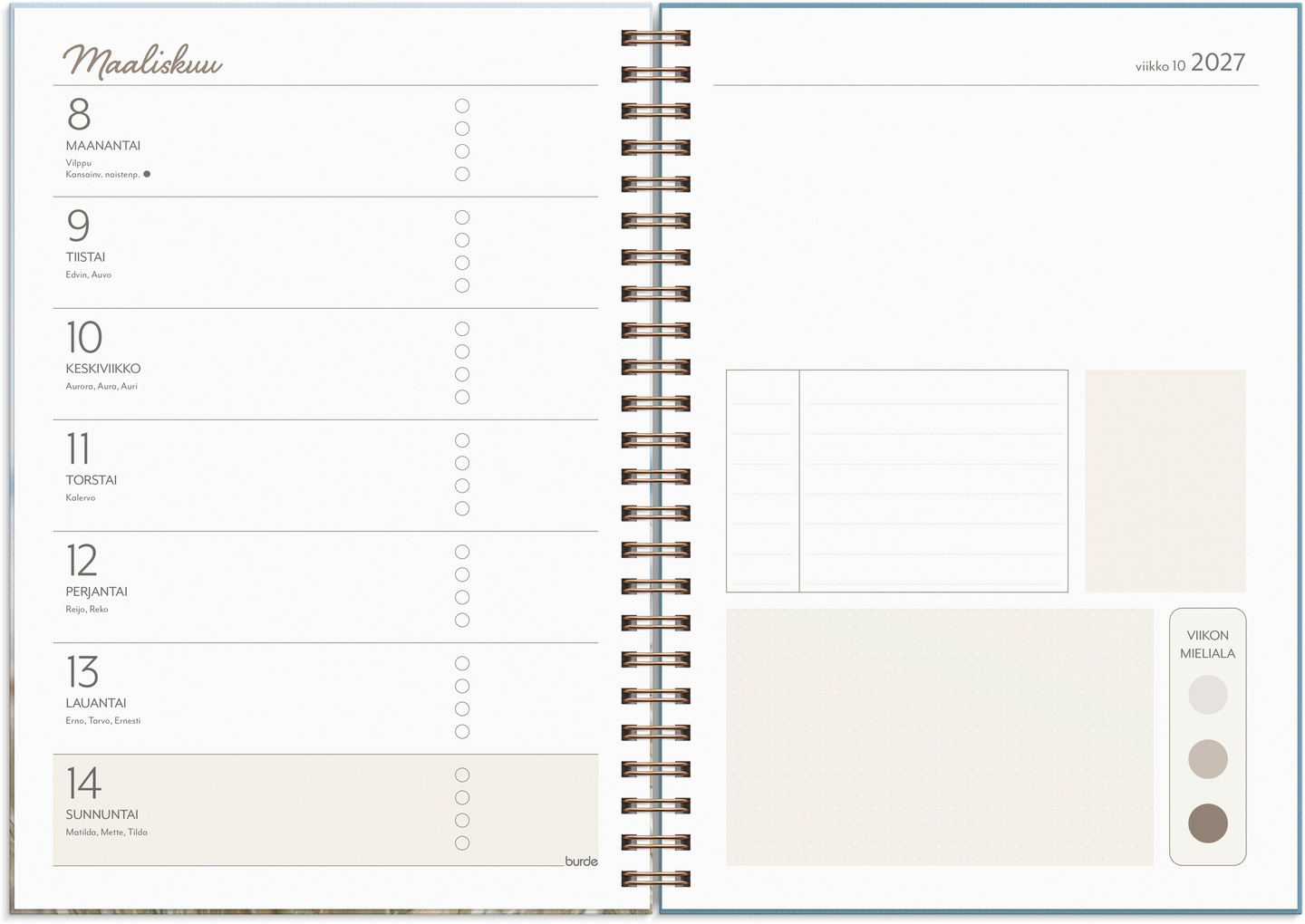 Burde Life Planner kalenteri Feel good A5 26/27