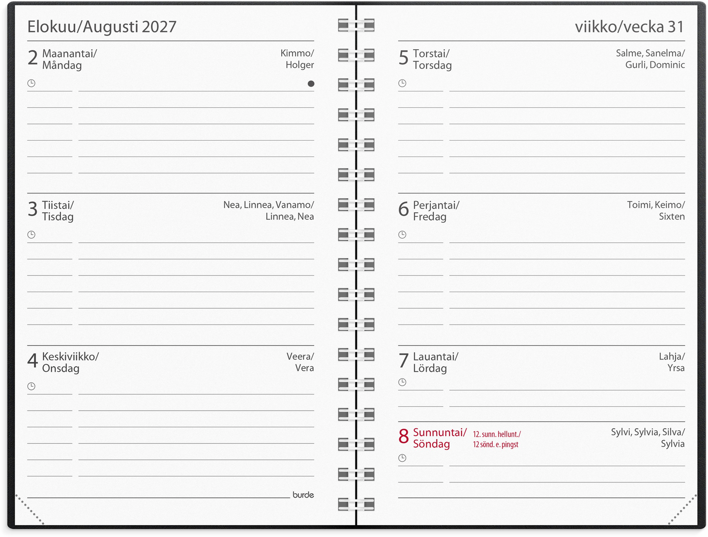 Burde Basic opiskelijan kalenteri 26/27 musta muovi