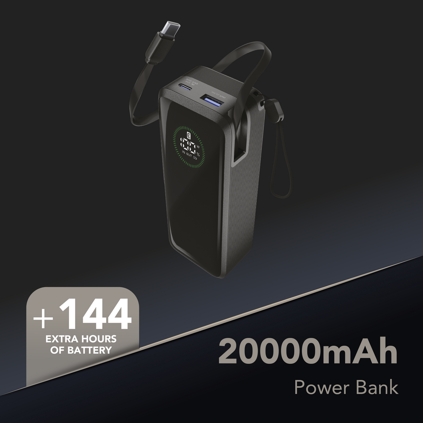 Cellularline Power Roller 65 W 20 000 mAh -varavirtalähde