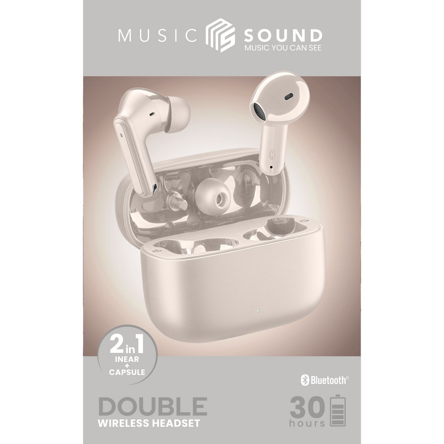MusicSound Double 2-in-1 -langattomat nappikuulokkeet, valkoinen