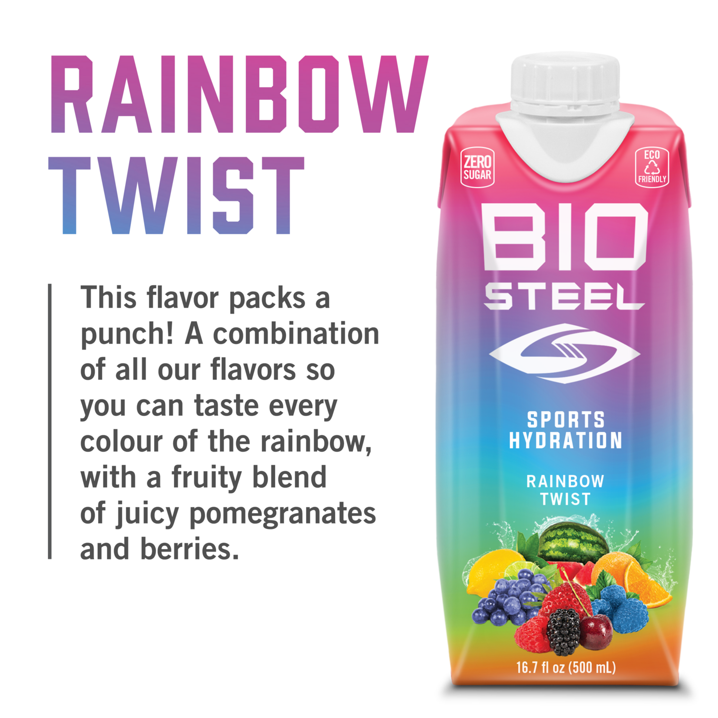 BioSteel urheilujuoma 0,5l Rainbow Twist